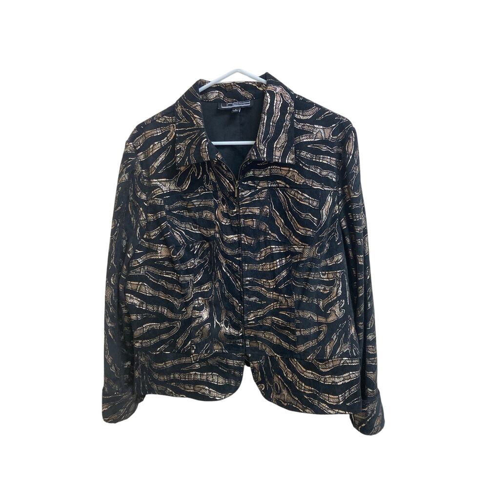 Corduroy Poly Spandex Jacket by Linear Metallic Zebra Print Size L